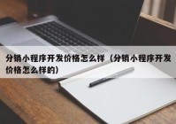 分销小程序开发价格怎么样（分销小程序开发价格怎么样的）