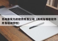 苏州有实力的软件开发公司（苏州有哪些软件开发培训学校）