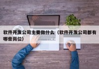 软件开发公司主要做什么（软件开发公司都有哪些岗位）