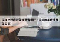 深圳小程序开发哪里做得好（深圳的小程序开发公司）